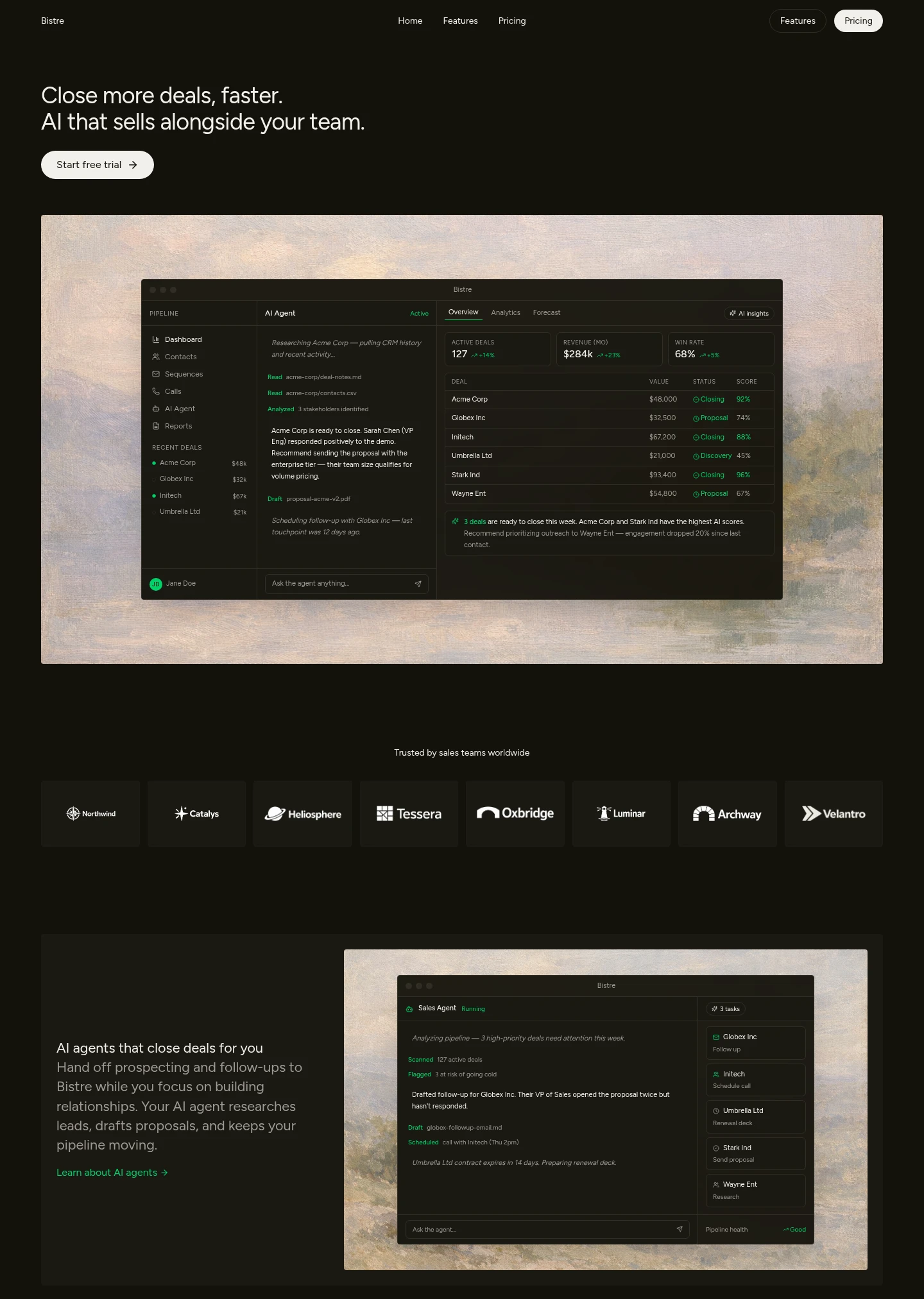 Bistre website design style preview